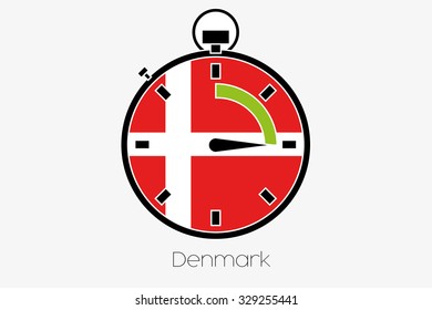 A Stopwatch with the flag of Denmark