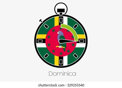 A Stopwatch with the flag of Dominica