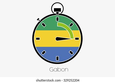 A Stopwatch with the flag of Gabon