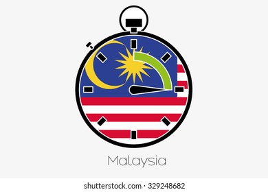 A Stopwatch with the flag of Malaysia