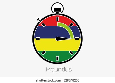 A Stopwatch with the flag of Mauritius