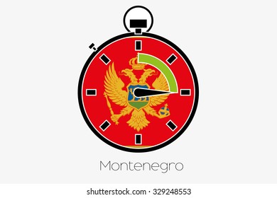 A Stopwatch with the flag of Montenegro