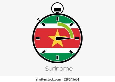 A Stopwatch with the flag of Suriname