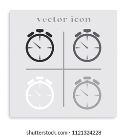 Stopwatch flat black and white vector icon.