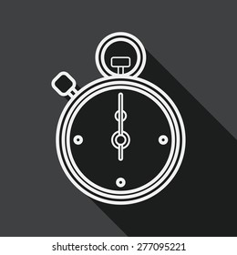 stopwatch flat icon with long shadow, line icon