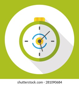 Stopwatch flat icon with long shadow