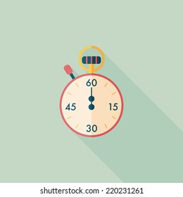stopwatch flat icon with long shadow,eps10