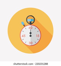 stopwatch flat icon with long shadow,eps10