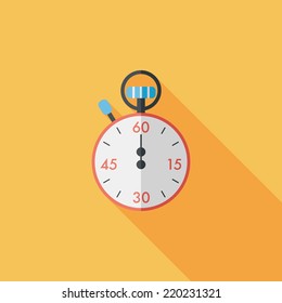 stopwatch flat icon with long shadow,eps10