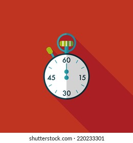 stopwatch flat icon with long shadow,eps10