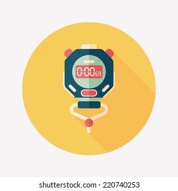 stopwatch flat icon with long shadow,eps10