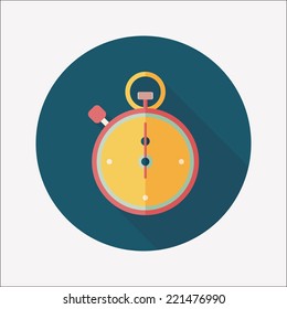 stopwatch flat icon with long shadow,eps10