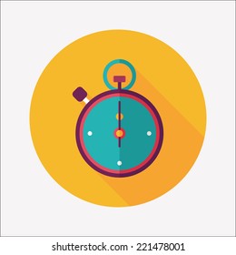 stopwatch flat icon with long shadow,eps10
