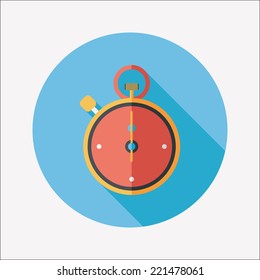 stopwatch flat icon with long shadow,eps10