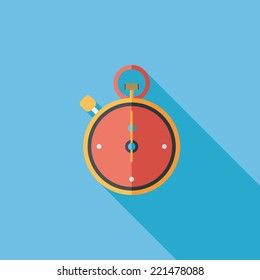 stopwatch flat icon with long shadow,eps10