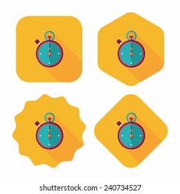 stopwatch flat icon with long shadow,eps10