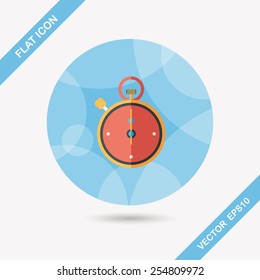 stopwatch flat icon with long shadow,eps10