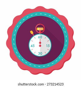 stopwatch flat icon with long shadow,eps10