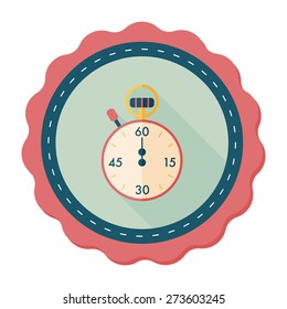 stopwatch flat icon with long shadow,eps10