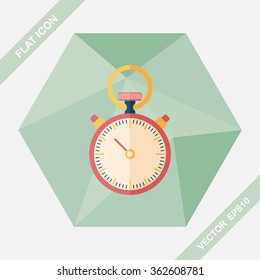 stopwatch flat icon with long shadow,eps10