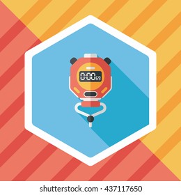 stopwatch flat icon with long shadow,eps10