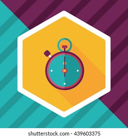 stopwatch flat icon with long shadow,eps10