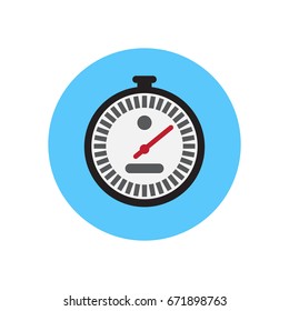Stopwatch flat icon. Round colorful button, Chronometer circular vector sign, logo illustration. Flat style design