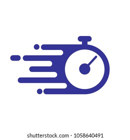Stopwatch flat icon shows time is running fast in a silhouette style