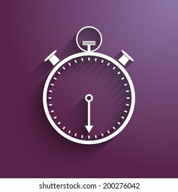 Stopwatch flat icon with trendy shadow and background. Isolated