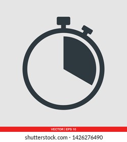 Stopwatch flat icon, vector illustration on gray background