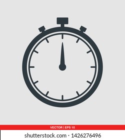 Stopwatch flat icon, vector illustration on gray background