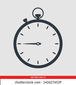 Stopwatch flat icon, vector illustration on gray background