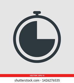 Stopwatch flat icon, vector illustration on gray background