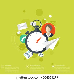 Stopwatch flat icon. World time concept. Business background. Internet marketing. Daily infographic.ound. Internet marketing. Daily infographic.
