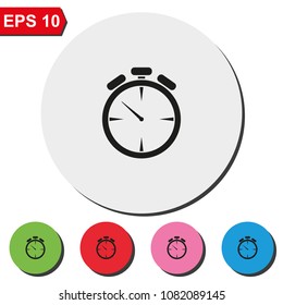 Stopwatch flat round colorful vector icon.