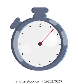 Stopwatch In Flat Style. Illustration With Silver Stopwatch On White Background For Motion Design, UI, Computer Game, Animation And Clothing Design.
