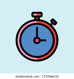Stopwatch flat vector icon in red and blue colors