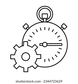 Icono de reloj de parada e icono de engranaje: Un símbolo de eficiencia y precisión. Icono del vector. Stroke editable.