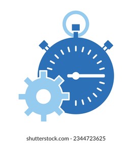 Stopwatch and Gear: A Symbol of Power and Strength. Vector Icon. Control and Optimization. Innovation and Technology. Progress and Success
