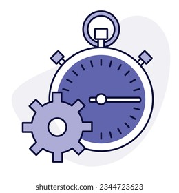 Stopwatch and Gear: A Symbol of Progress and Success. Vector Icon.