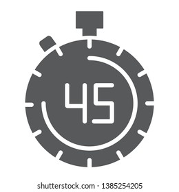 Stopwatch glyph icon, countdown and time, timer sign, vector graphics, a solid pattern on a white background, eps 10.