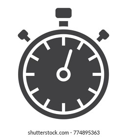 Stopwatch glyph icon, fitness and sport, timer sign vector graphics, a solid pattern on a white background, eps 10.