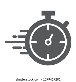 Stopwatch glyph icon, watch and countdown, timer sign, vector graphics, a solid pattern on a white background, eps 10.