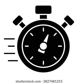 Stopwatch Glyph solid icon for Time and Speed Tracking