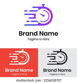 
Diseño del logotipo de velocidad de línea de gradiente de Stopwatch
