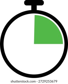 Cronômetro com setor de gráfico de pizza verde no rosto branco