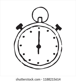 Stopwatch hand drawn outline doodle icon. Vector sketch illustration