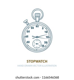 Stopwatch. Stopwatch hand drawn vector illustration isolated on white background.
Stopwatch sketch drawing.