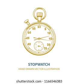 Stopwatch. Stopwatch hand drawn vector illustration isolated on white background.
Stopwatch sketch drawing.
