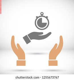 Stopwatch in hand icon